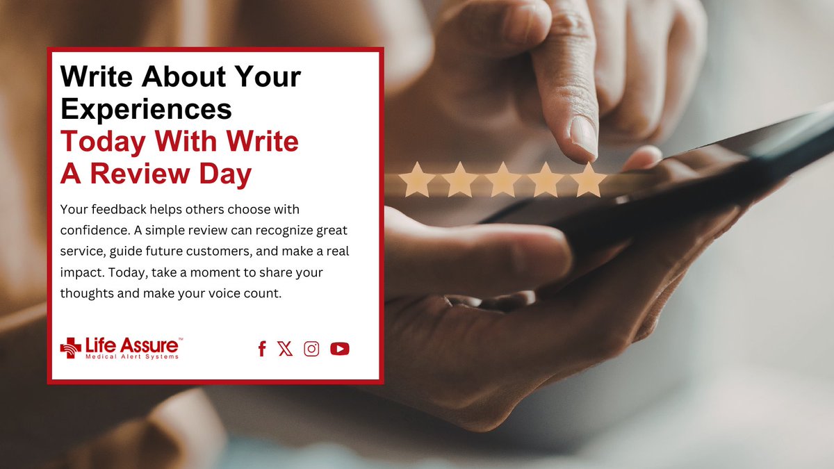 Lifeassurealert's tweet image. This Write a Review Day, we’re grateful for every customer who has shared their experience with Life Assure. Your feedback helps us grow, improve, and continue providing trusted support when it matters most.
- Life Assure

#lifeassure #medicalalert #seniorliving