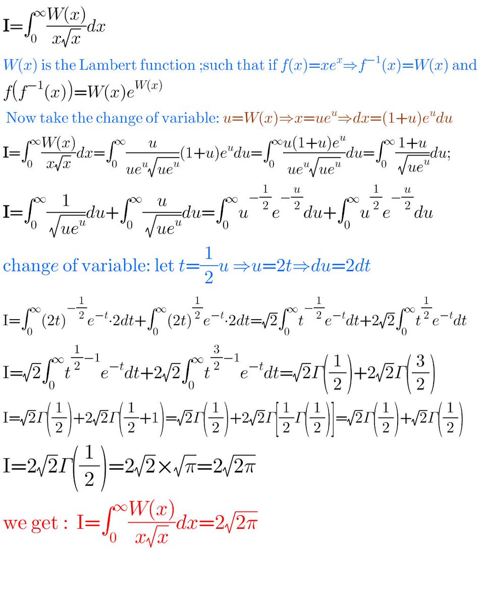 a____s___m11's tweet image. Lambert w function
#Calculus_Series #math #Integration #differential #integral  #mathproblems