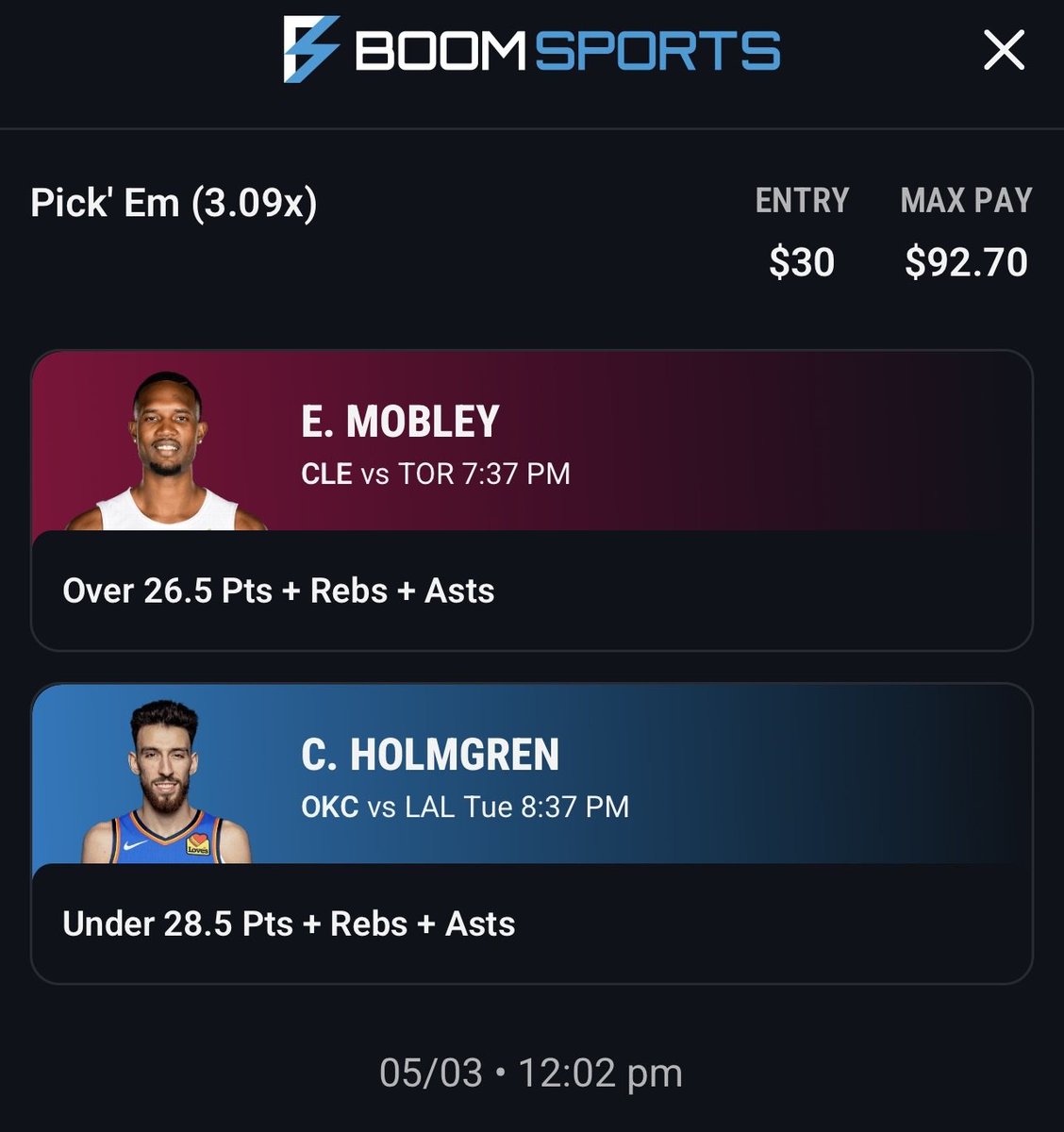 GhostEVplays's tweet image. 🏀 Boom Fantasy Mobley Discount

🏀 +209 (FV +198.42)
+EV: 3.55%
Playing: 0.18 Units

#boom #fantasy #sports #nba #basketball