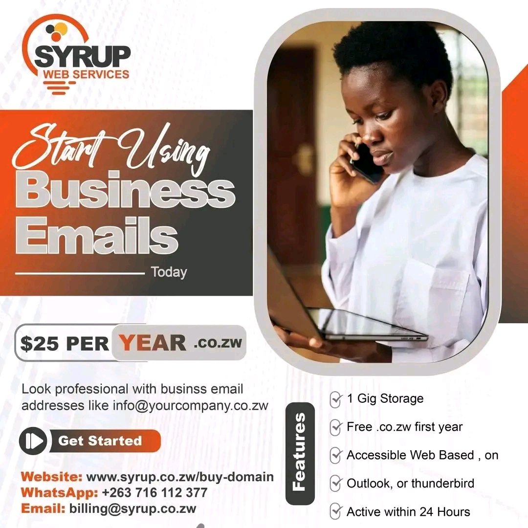 SyrupWeb's tweet photo. @redmarketsunday Start using professional emails from as low as $25 per year . 10 emails , 1 gig storage. https://t.co/rfkxcVqzLa +263716112377 https://t.co/j3KFxLM2lT