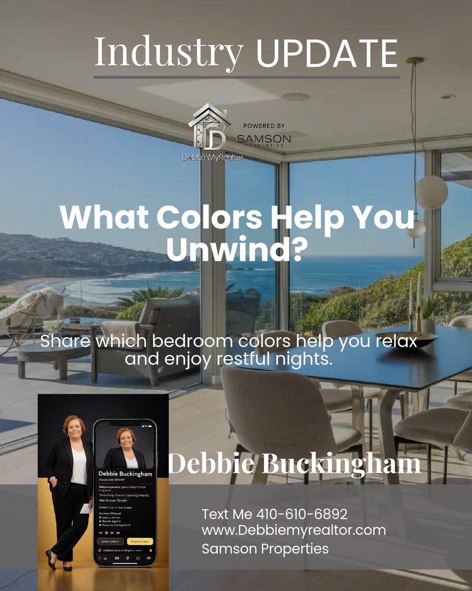 DebbieMyRealtor's tweet photo. Vibrant reds and bold oranges can keep your mind alert at night, while soft blues or gentle pastels set the stage for true relaxation. Which colors help you unwind in your bedroom? https://t.co/Qrxhe2LwSg