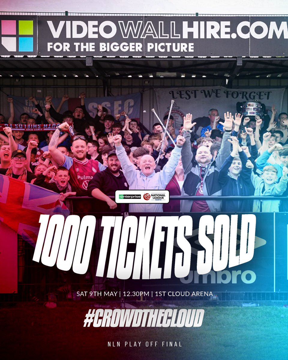 SouthShieldsFC's tweet image. 𝟭𝟬𝟬𝟬 𝗧𝗜𝗖𝗞𝗘𝗧𝗦 𝗦𝗢𝗟𝗗! 👏

A massive effort in such a short time from those who have already secured their spot to Saturday's Enterprise National League North play-off final! 👊

📸 Kev Wilson

🔗 southshieldsfc.ticketco.shop

#SSFC #AlwaysReady