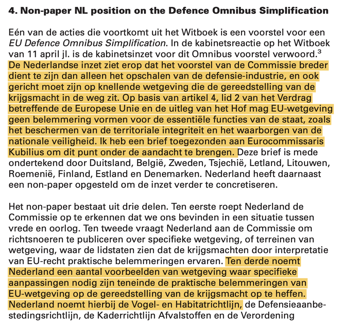 NetVraagtekens's tweet photo. Uitzonderingen voor defensie in de natuur, volgens Europese Defense Readiness Omnibus van juni '25

Nederland pleitte daar nadrukkelijk voor 
Uit brief Brekelmans van 3 juni '25
https://t.co/AOuakOt15V

#Branden #Natuur #Defensie
@Denachtzuster1 @CeesCees72 @marcelcrok @fmeeus1 https://t.co/B9L9oYIcUf