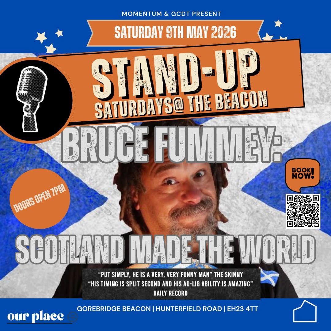 Mom__Ent's tweet photo. It's nearly time!
@Bruce_Fummey comes to The Beacon this Saturday (9th May).

Bruce is the comedian behind the 250k+ subscriber YouTube channel Scotland History Tours, and he's coming to Gorebridge with a brand-new show!

Get your tix here:

https://t.co/gsVw2IsXOQ @GoreBeacon https://t.co/cztt9S4F2v