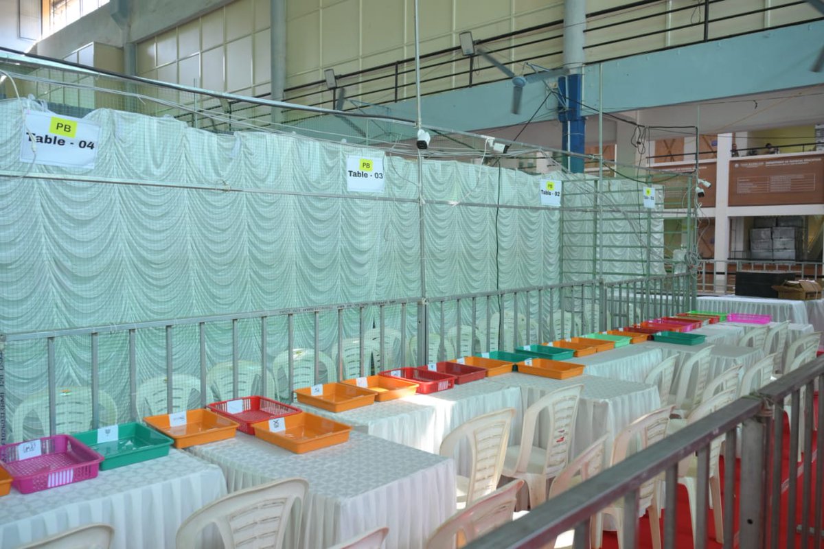 ECISVEEP's tweet photo. Kerala is Ready for Counting Day ✨

Glimpses of counting arrangements set in place in Thiruvananthapuram, Kerala.

#ECI #KeralaElections2026 https://t.co/2sKtjl1Xmy