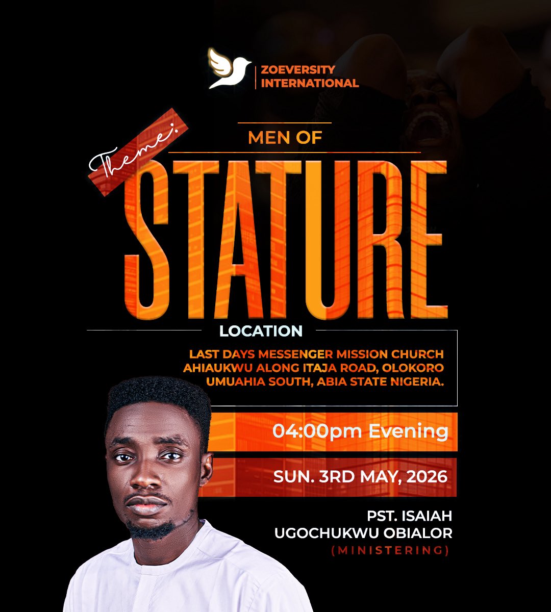 Obialorphil's tweet photo. IT’S MEN OF STATURE SUNDAY O’CLOCK!!!

Clock in 🕺Zoeversity International

Don’t forget am still your favorite graphics designer 

Send us a mail @philiplynglobal@gmail.com for any work and let our quality speaks volumes for us 
#IDesign
#PhilipLyn
#ZoeversityInternational https://t.co/dpUsnQBOFT
