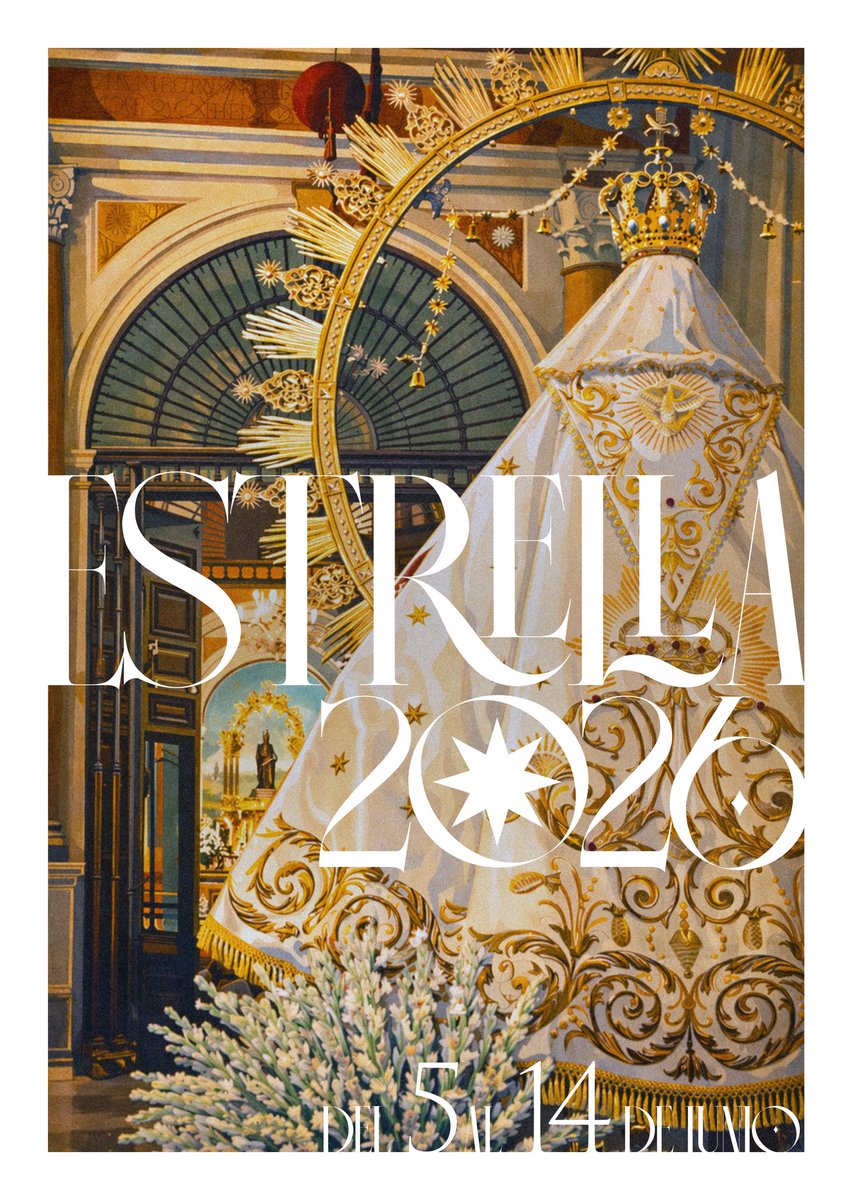 Hdad_EstrellaTo's tweet photo. Presentado el cartel de los cultos en honor a la Virgen de la Estrella (5–14 junio 2026), basado en su encuentro histórico con el Sagrario tras la Coronación de 2015. https://t.co/0DUGlnbKHR