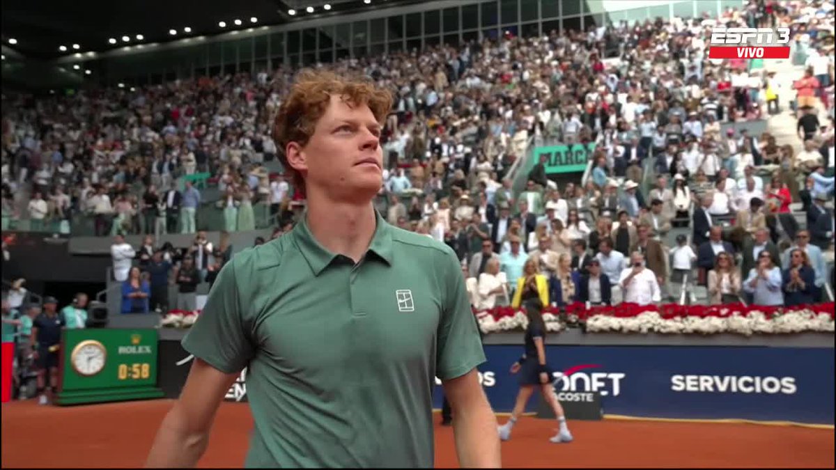 ESPNtenis's tweet image. JANNIK SINNER HACE HISTORIA: CINCO MASTERS 1000 CONSECUTIVOS. 🏆🔥

#Madrid