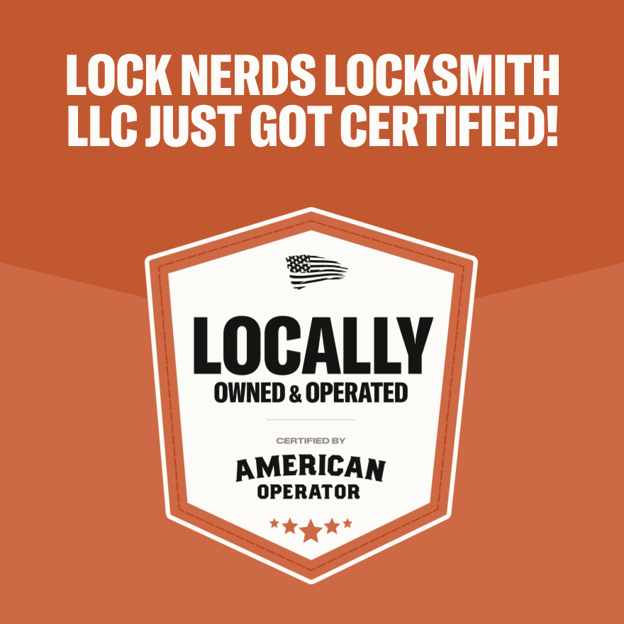 useLockNerds's tweet photo. Lock Nerds Locksmith is proud to be Locally Owned &amp; Operated, certified by @OperateUSA 

Built in Buffalo, NY, we focus on securing homes &amp; businesses with real solutions—like restricted key systems that give you full control.

#local https://t.co/KGjR66zeEL