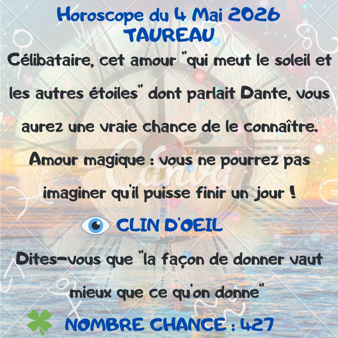 feespirituelle's tweet image. Votre horoscope pour ce lundi 4 Mai 2026.
#TAUREAU #CAPRICORNE #BALANCE #poisson
🔮 lafeespirituelle.fr🔮