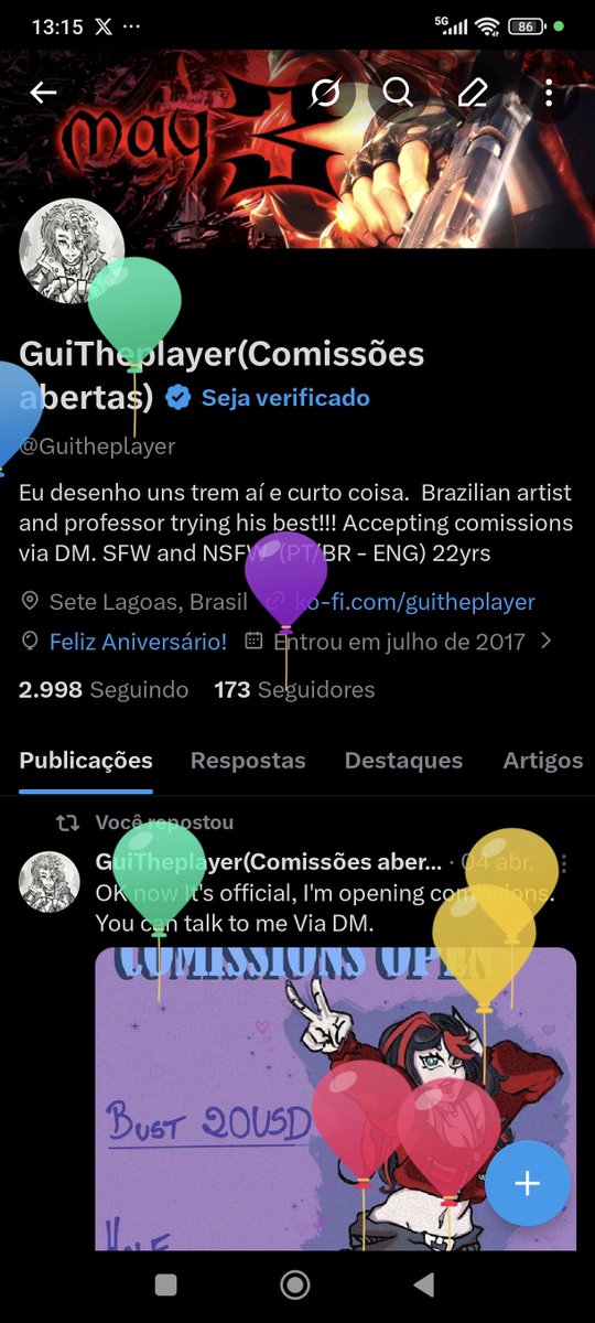 Guitheplayer's tweet image. Yay today is my baloon day #birthday