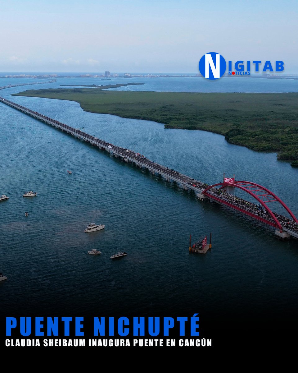 digitabnoticia's tweet image. #Entérate | Puente #Nichupté abre en Cancún; beneficiará a miles de usuarios

El Puente Nichupté fue inaugurado en Cancún por la presidenta Claudia Sheinbaum, como parte de las obras prioritarias de infraestructura.

La obra permitirá mejorar la conectividad y reducir