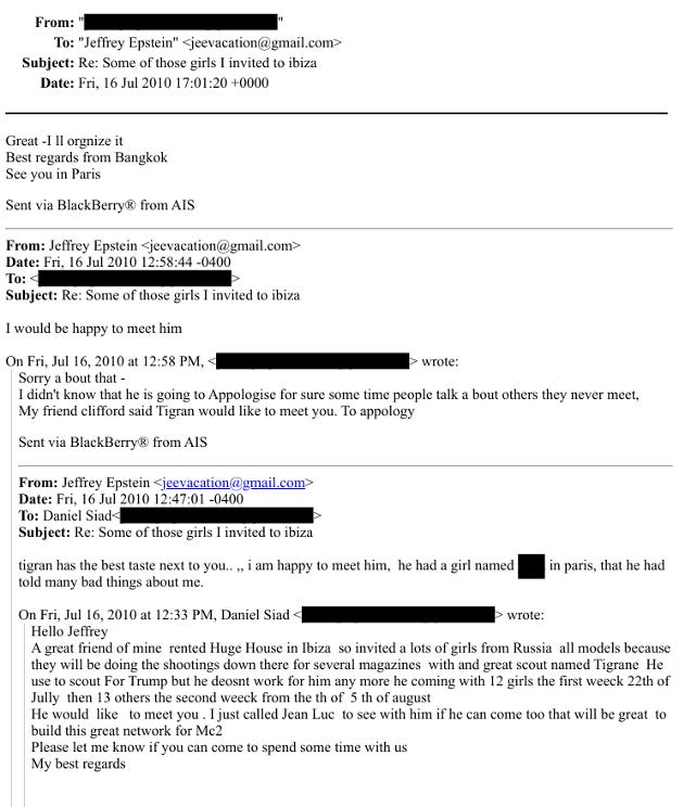 Found on Threads, verified in DOJ files

“He used to scout for Trump but he doesn’t work for him any more he coming with 12 girls”
#EpsteinFiles