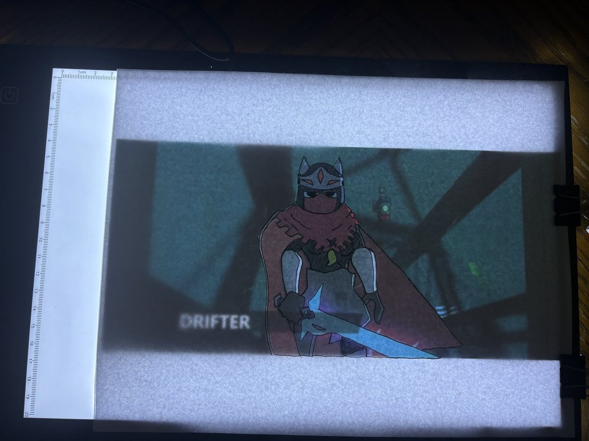Christi92908654's tweet image. My drawing of the drifter from hyper light drifter and indie cross what do you think? Yes I used a light board hyper light drifter was developed by @heartmachineHQ and indie cross is created by ⁦@moro_production⁩ #drawing #hyperlightdrifter #indiecross #indiegame