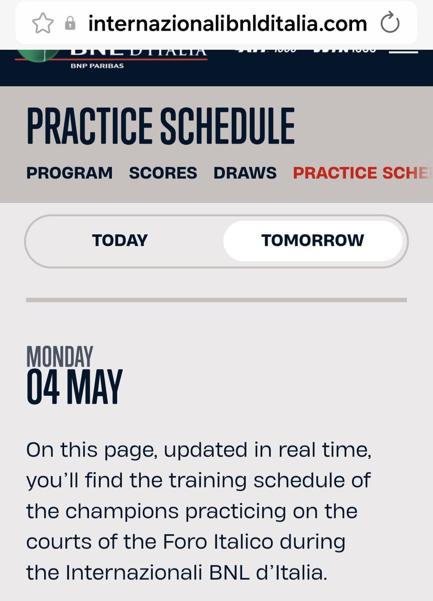MilicaM84932667's tweet image. ✨️ @DjokerNole 
@InteBNLdItalia 🇮🇹
Practice schedule 🎾
🗓 Monday  👀
⏰️ 6 p.m - 7 p.m local time 

#Djokovic  #NoleFam