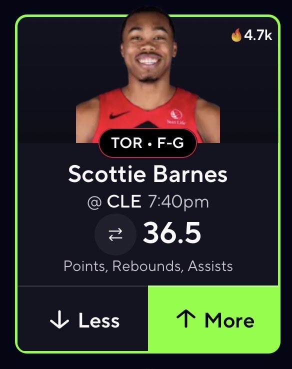 PregamePulse's tweet photo. 5/3 NBA Playoff Pick 🏀

Scottie Barnes Over 36.5 PRA

Game seven for Scottie who has been on fire this series. Look for him to continue his dominance to close out the series.

Scottie is averaging a little less than 40 PRA this series. The Cavs have had a tough time slowing him down and they rank bottom 10 in PRA for Scottie’s position. With Scottie going over this in 3/6 games, and playing 40 minutes this series. Expect him to go out to try to get the win.

Watch Scottie fill up the stat sheet tonight🍀🍀

Stats powered by @PropsEdge, 3 day free trial by clicking the link in bio! Code: PREGAME for 20% OFF!

#propbets | #propsedge | #DFS | #GamblingX | #SportsBetting | #Prizepicks | #FantasySports | #hardrockbets | #playerprops | #NBA