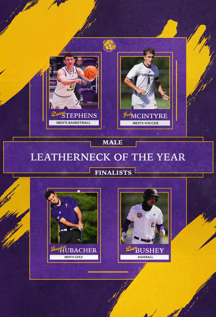 WIUAthletics's tweet photo. Leadership. Legacy. Leatherneck.

WESPYS 2025-26 finalists for Western Illinois' Leatherneck of the Year.

#GoNecks | #OneGoal https://t.co/rC6IAipSkY