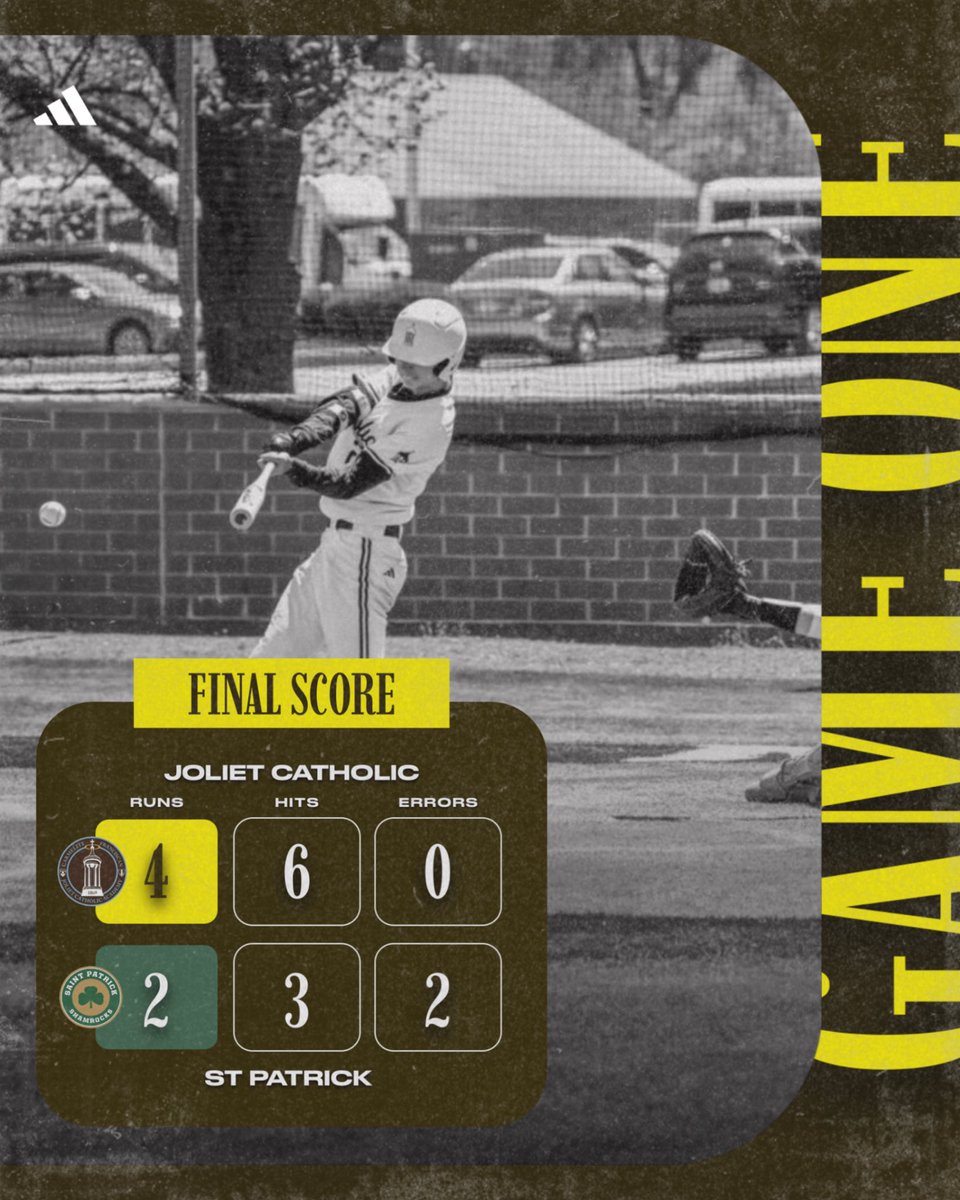 JCABaseball's tweet photo. Game 1:

Joliet Catholic - 4
St. Pat’s - 2

Evan Wills threw six innings allowing three hits and two runs. Barrett Diaz earned the save. Steve Martin had three hits. The Hilltoppers scored three in the top of the seventh spearheaded by a leadoff triple by Rocco Szambelan… https://t.co/QiZR4HBDNN