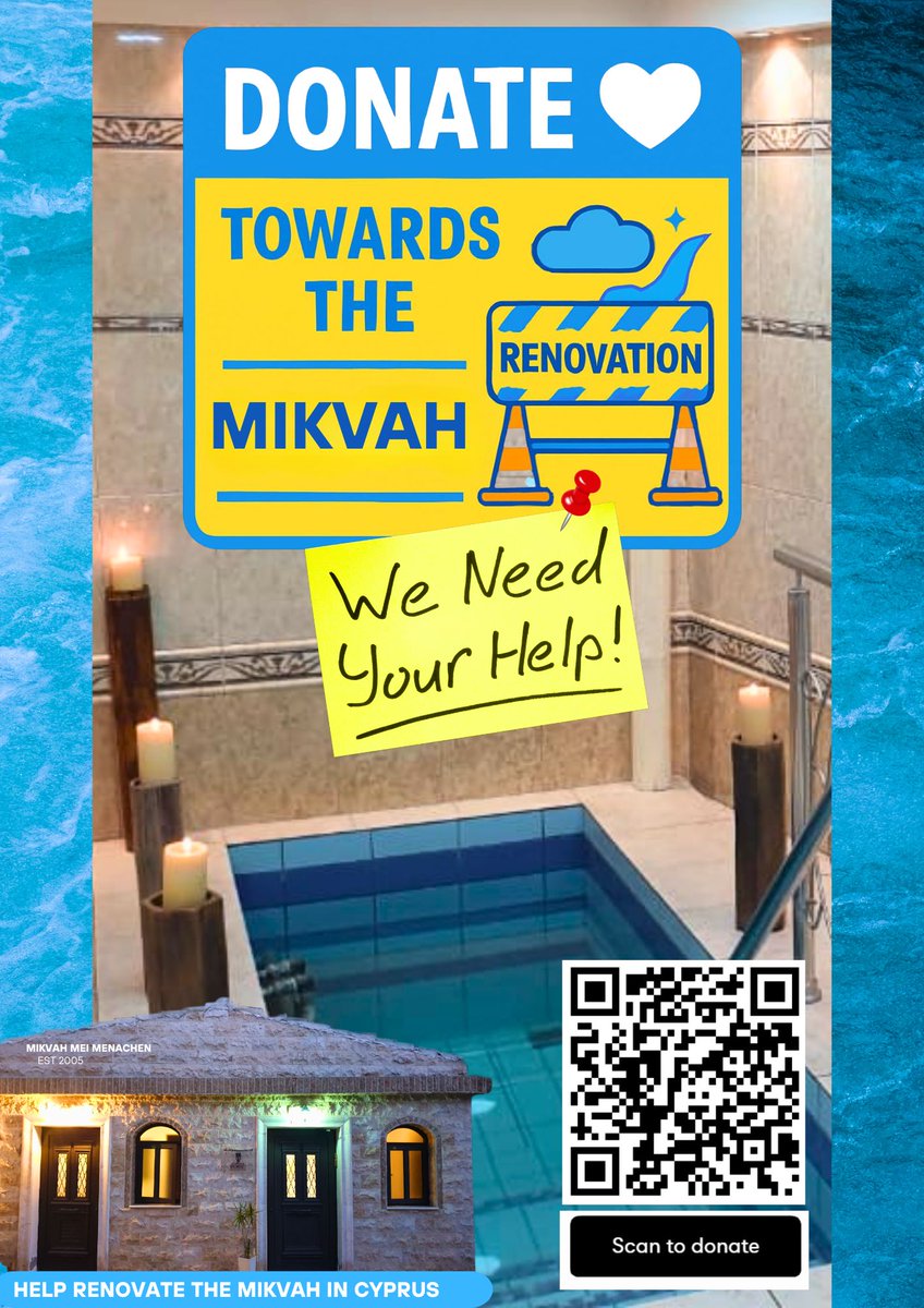 Jewish_Cyprus's tweet photo. We urgently need to renovate our mikvah, can you help?
Mikvah Mei Menachem, the island’s first and longest-running mikvah. After many years of continuous use, the mikvah now requires urgent upgrades.
https://t.co/o2ZGOVbcuP

Wishing you a bright and joyful Lag B'Omer https://t.co/UhNGZKFCZI