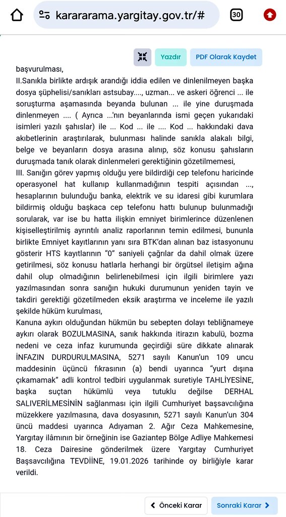 FatihOzer_13's tweet photo. @murat164938 Bir misal; 3. Ceza Dairesi         2026/6 E.  ,  2026/1340 K.
"İçtihat Metni"
https://t.co/uxZ10JAwEy https://t.co/NxlcBlF7PV