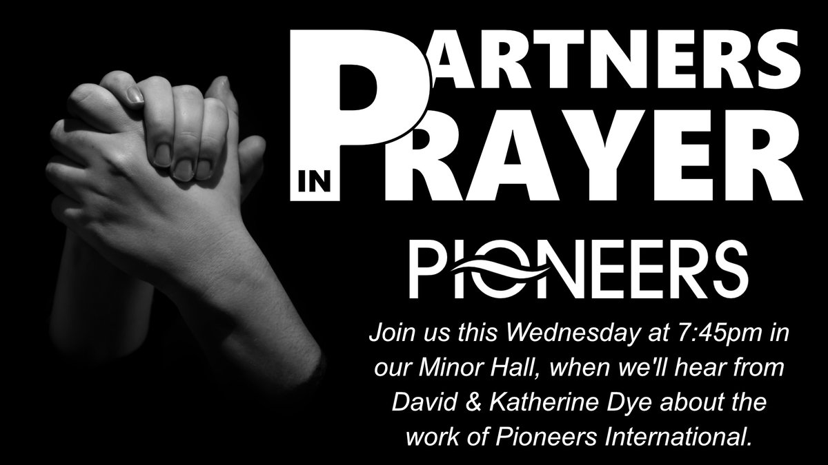 ThomasStBaptist's tweet photo. CHURCHNIGHT - Partners In Prayer
Wednesday 3rd June, 7:45pm
Come along to 'Partners In Prayer' night in our Minor Hall as we gather to hear from David &amp; Katherine Dye about their work with Pioneers International, then lift up our Missionary Family before the Lord in prayer. https://t.co/WelxxWhsqg