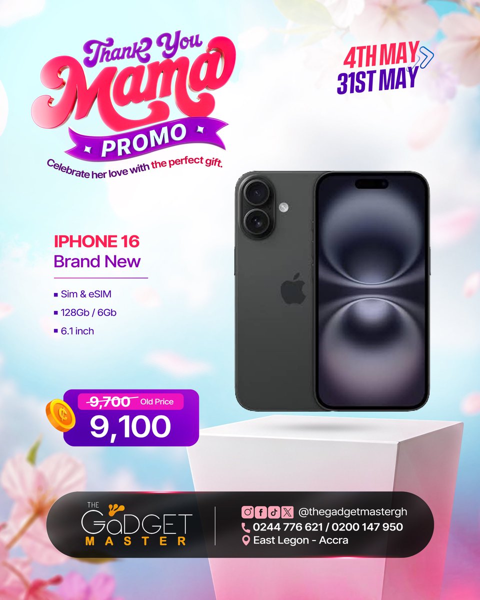 TheGadgetMaster's tweet image. Not just a day — ALL MONTH LONG! 🩷 Celebrate Mama (or that woman!) with the perfect gift to express love the best way possible! 🎁

Call/WhatsApp 0244776621/0200147950

Our Showroom is now open!…East Legon, Underbridge Mall-Boundary Road.

#MothersDay #Mothers

#TheGadgetMaster
