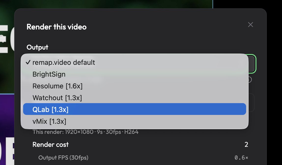 Added more granular control regarding output render format to remap.video today :)
