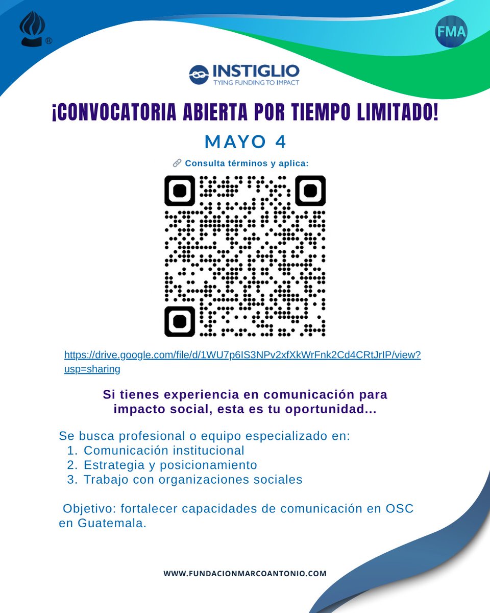 Fundamacogt's tweet photo. Una oportunidad para profesionales en comunicación estratégica 👇

📢 Consultoría en comunicación institucional

✨ Si tienes experiencia                                                           📩 Aplica aquí: https://t.co/Pt86wqteKr https://t.co/z5Q2cdOcAI
