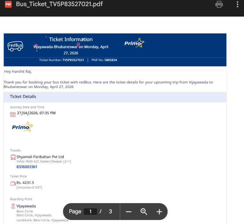 IamRajHarshit's tweet photo. Absolutely pathetic experience with @redBus_in  &amp; Shyamoli Paribahan! My trip from Vijayawada to Bhubaneswar (PNR: 5805834, 27/04/26) was a total nightmare. A 2-hour delay turned into a 6-hour ordeal, pushing boarding to 3:30 AM! Solo traveler, stranded in a new city. (1/4) https://t.co/ioD4B2UWJD