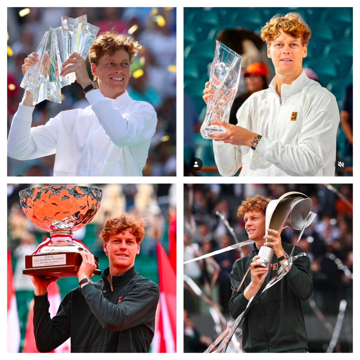 Nel 2025 non ha potuto giocare i primi 4 Masters1000 della stagione

Nel 2026 torna e li vince. Tutti.

Non è rancore pregresso: solo manifesta superiorità 

🏜 Indian Wells 🏆
🏝 Miami 🏆
🎰 MonteCarlo 🏆
🐃 Madrid 🏆

#tennis #MMOpen #ATP
