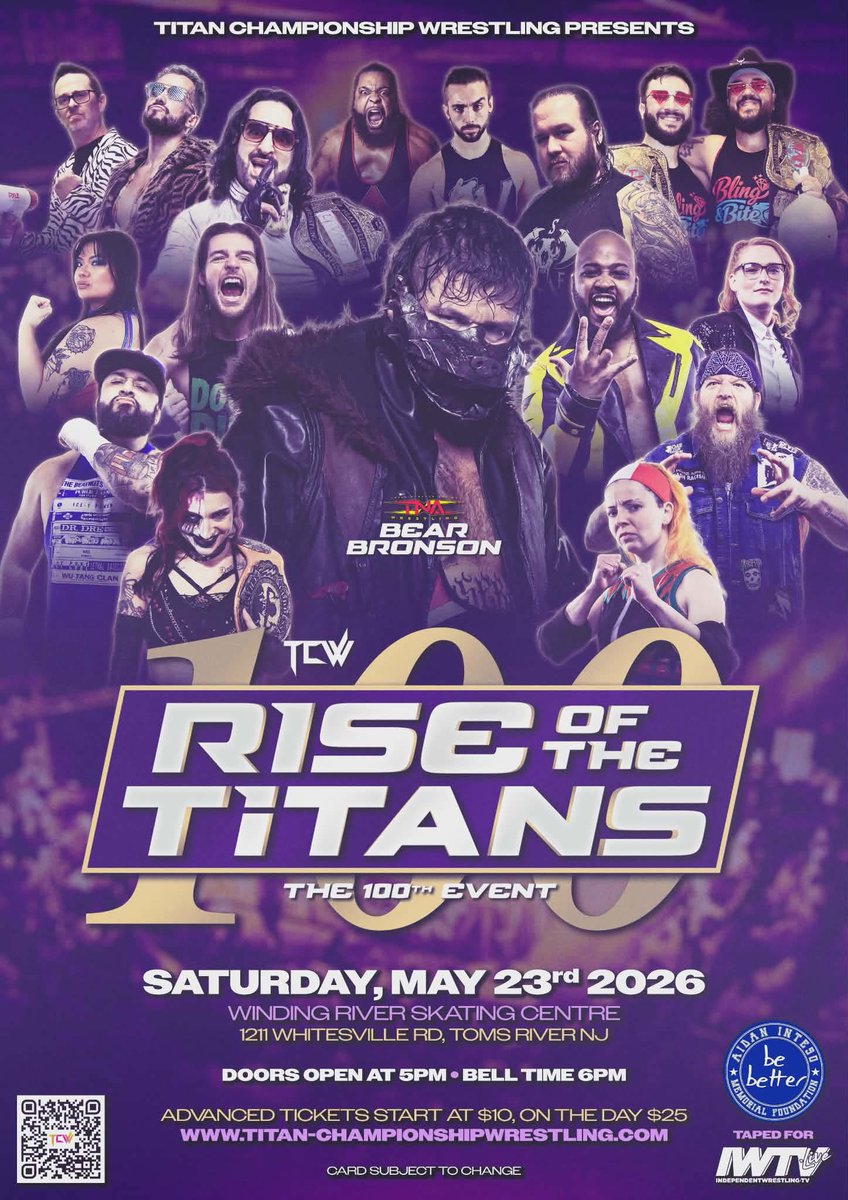 TiTanChampions1's tweet photo. Every rivalry…
Every championship…
Every moment has led to this.

Event #100 isn’t a celebration...it’s a proving ground.

Rise… or be left behind.

On Saturday, May 23rd, returns to Toms River, NJ for Rise of the Titans The 100th Event!

Tickets start at only $10! https://t.co/rI1mUFcSsX