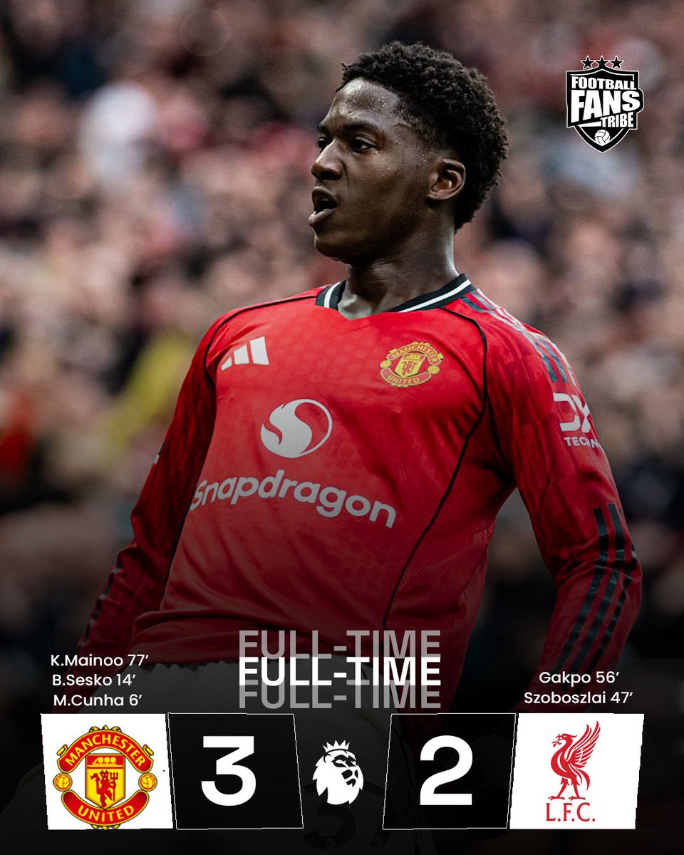 FansTribeHQ's tweet image. Manchester United complete the double over Liverpool with a 3-2 win over Liverpool. 

#manutd #Liverpool #MUNLIV