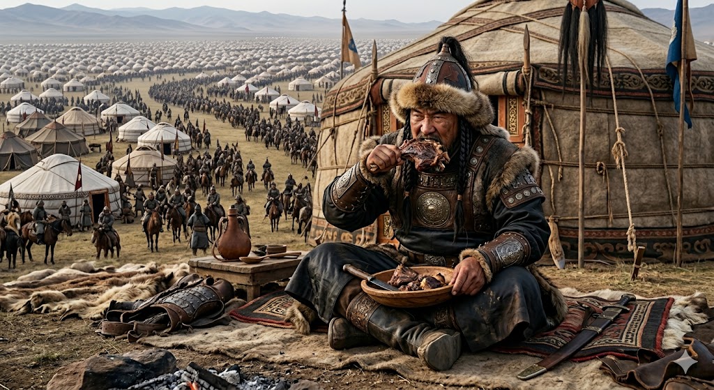 The uncivilised meat-eating barbarian is one of the oldest myths in the curriculum. The hairy savage on the steppe. The cattle-eater at the gate. The man who would not bow to the city.

Nowhere does the myth fall apart faster than with the man it should fit best.

In 1162, in a