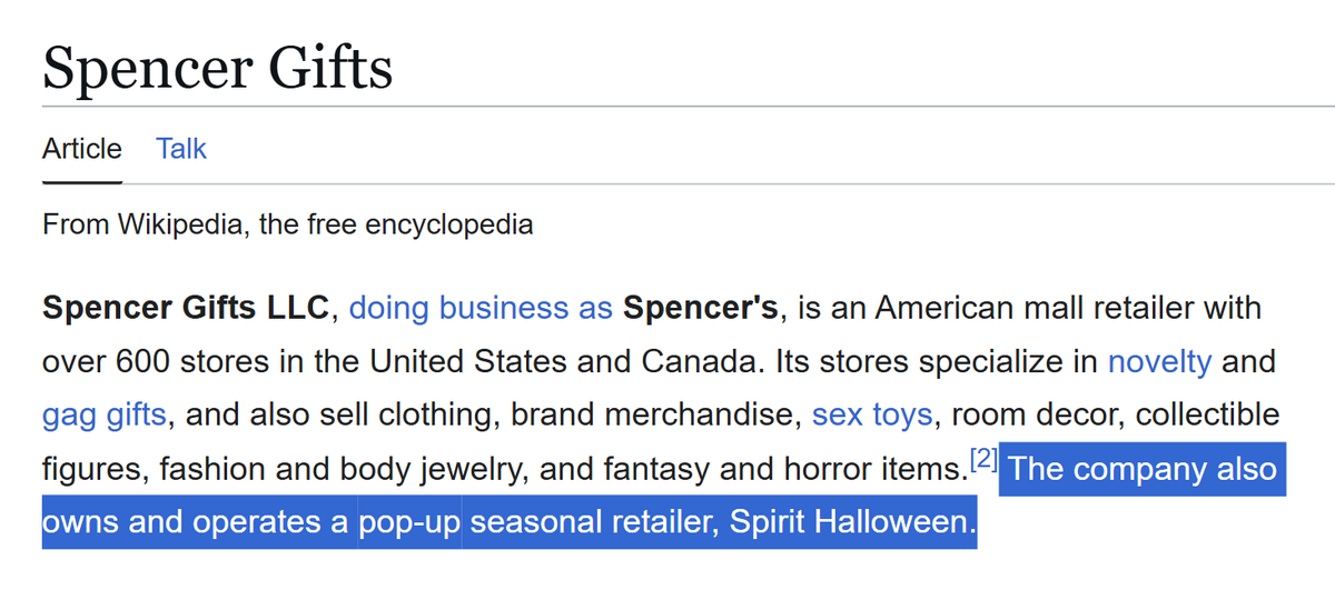 Spirit Halloween is owned by Spencer's? Did everyone know this except me? Spirit Halloween is owned by Spencer's? Did everyone know this except me?