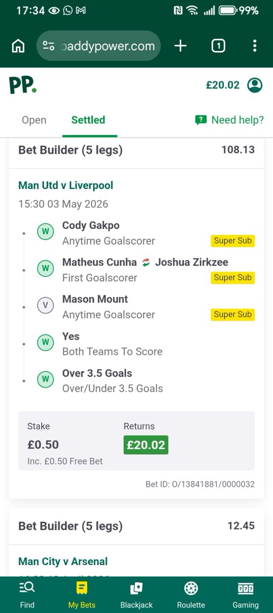 thewisdomofwolf's tweet photo. Man Utd v Liverpool -39/1 Result👍😋 ⚽ https://t.co/xT16UHmAlU