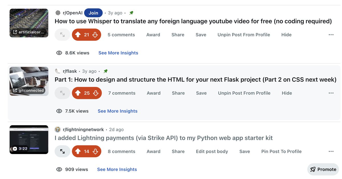 daneasterman's tweet photo. My Reddit post on adding Bitcoin Lightning payments to @python_starter in r/lightningnetwork was the 3rd most upvotes I've received so far on Reddit! https://t.co/3MPBo9xBCx