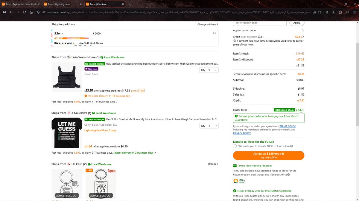 RockieGO's tweet image. HUH!?   
2.99+2.99= 8.97  ?? always watch out on @shoptemu  . 2 items at 2.99 shipping , they put 8.97 .. its 5.98  
scam or missing something. #temu @scam #scamoftheweek