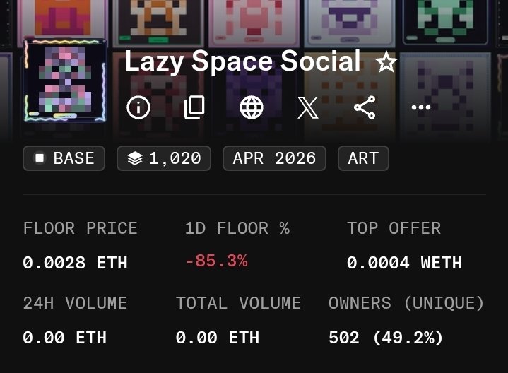 CAONHTAN1's tweet image. Try check, freemint on base
FCFS phase live
Link market: opensea.io/collection/laz…
#NFT #base #lazyspacesocial
