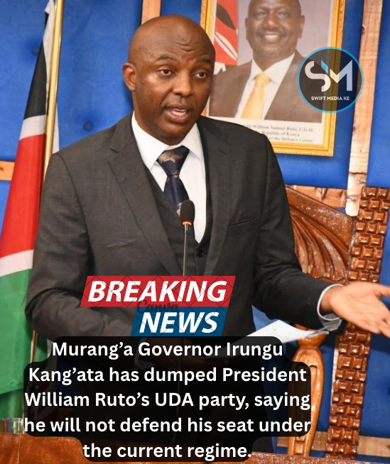 SwiftMediake's tweet photo. BREAKING NEWS! Murang’a Governor Irungu Kang’ata has dumped the UDA party, saying Ruto has delivered nothing in Murang’a and that he will not defend his seat under the UDA party.

Bukayo Saka Langata Ojienda Tanzania Mt Kenya KPLC https://t.co/gO4ynrsa6g