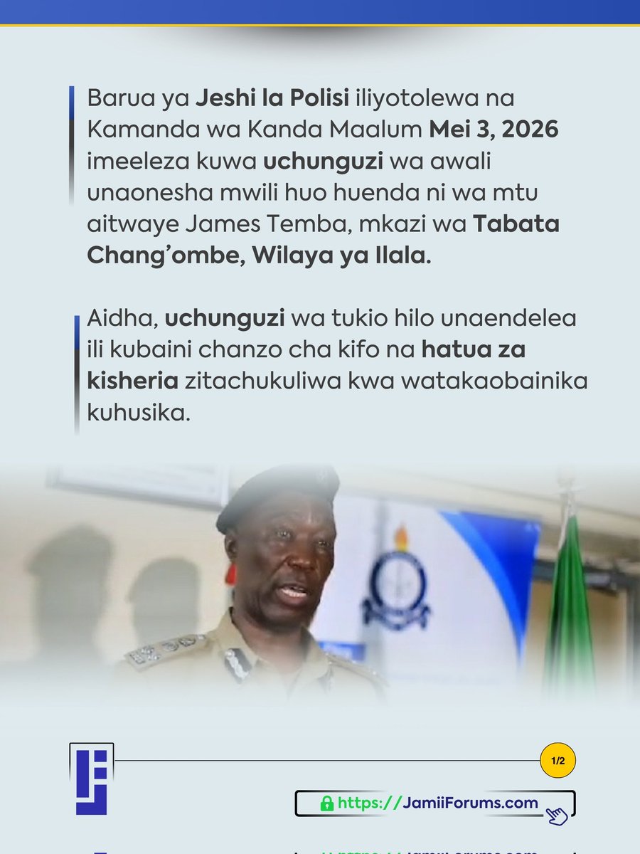 JamiiForums's tweet image. DAR: Aprili 30, 2026 mwili huo ulionekana ukielea katika Mto Msimbazi eneo la Kipawa wilaya ya Ilala huku ukiwa hauna kichwa.

Zaidi soma jamii.app/PolisiKifoMsim…

#JamiiForums #Uwajibikaji #HumanRights