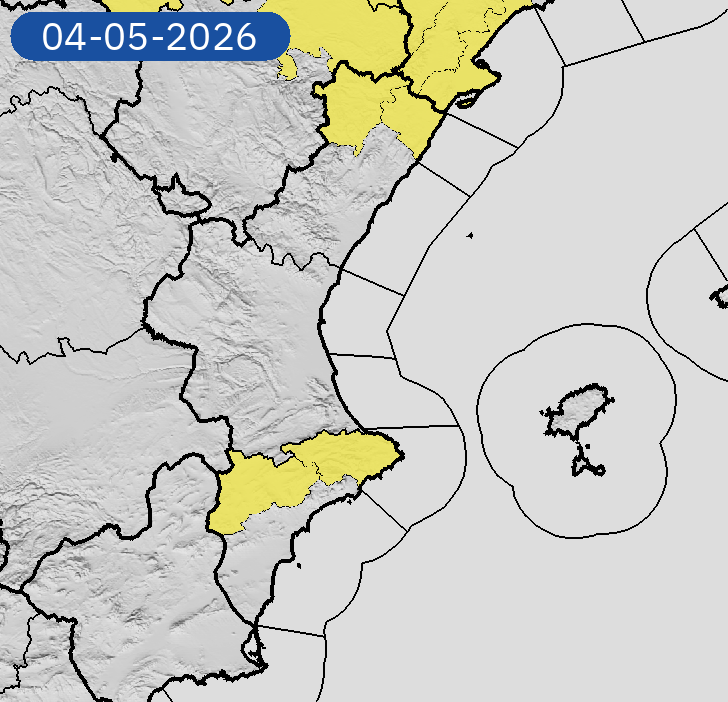 AEMET_CValencia's tweet photo. 03/05 19:01 AVISOS HOY Y MAÑANA | Comunitat Valenciana: lluvias y tormentas. Nivel máximo de aviso: amarillo.
Actualizaciones en https://t.co/R3Fs2JzKgr https://t.co/zugMMJCpSt