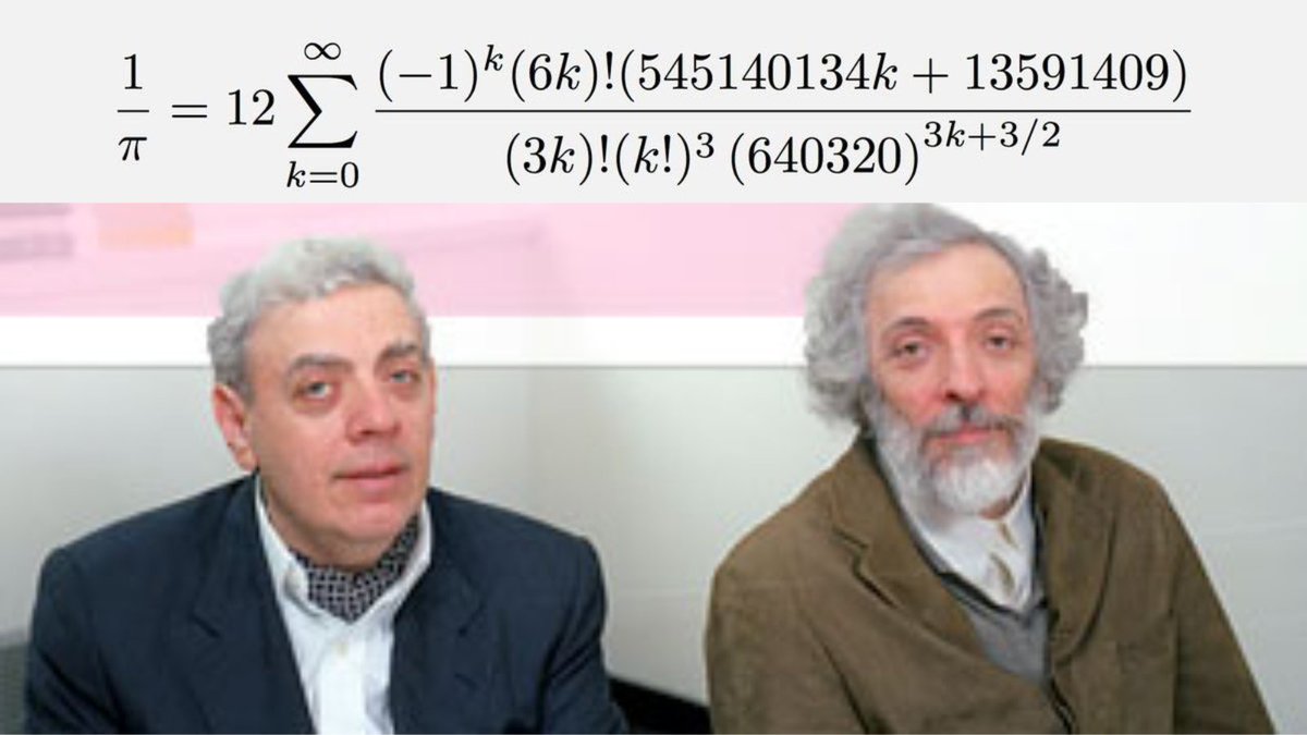The Chudnovsky formula, discovered by the Chudnovsky brothers in 1989 ...
