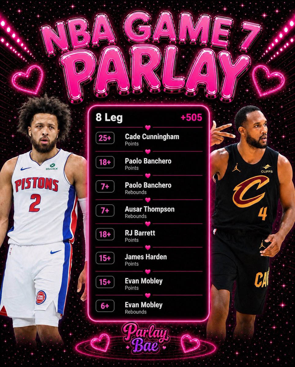 parlay_bae's tweet image. 🏀 NBA +505 Game 7 Parlay

All of these props have hit in at least 5 of the 6 games this series… Don’t overthink it. 

Leave a like if you’re tailing! 🫶🏼