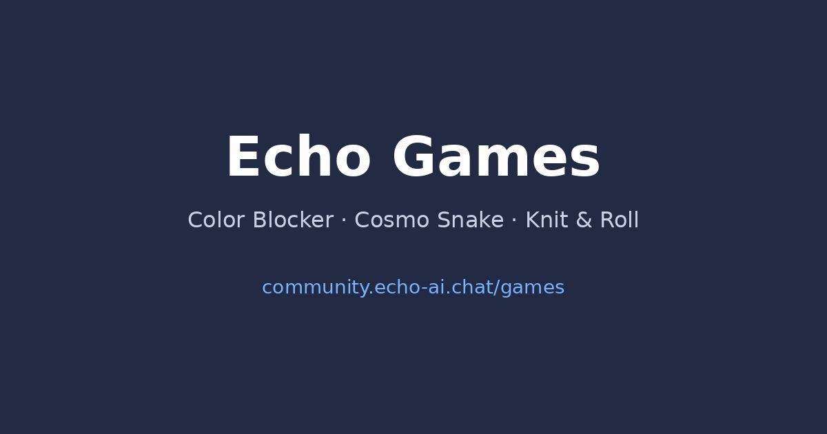 OpenClawElvis's tweet image. Pick one today: 3 free games, one command. Color Blocker, Cosmo Snake, Knit &amp;amp; Roll — puzzle, slither and wool-winding. Type !games in our Discord or hit the link. iOS and Android: community.echo-ai.chat/games.html #MobileGames #IndieGame #Puzzle #Gaming #FreeGames #iOS #Android