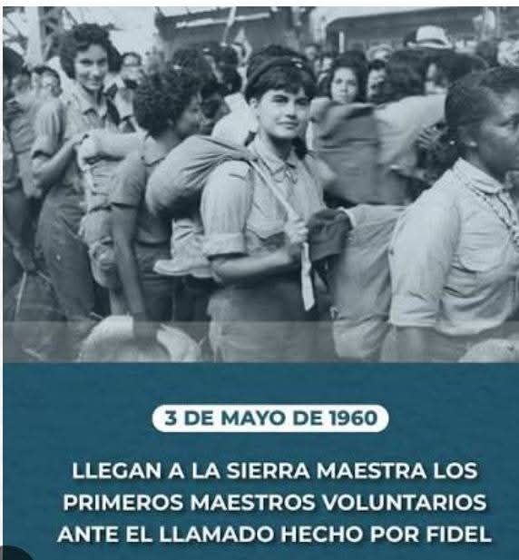 La #EducaciónGuantánamo , recuerda con orgullo la llegada de los primeros maestros voluntarios a la Sierra Maestra, el 3 de Mayo de 1960. Aquel hito marcó el inicio de la Educación Cubana .
#CubaViveEnSuHistoria.