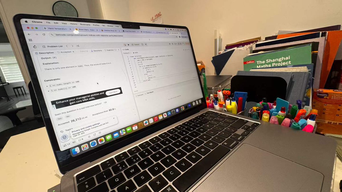 doctorzlai's tweet image. Day 448 - 3917. Count Indices With Opposite Parity
带娃刷题第448天 数组奇偶后缀

#leetcode #tutorial #daily #learning #python #programming #力扣 #编程 #计算机 #学习
