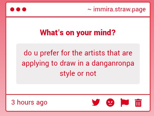 Right now, the art direction isn't final until I come together with everyone. As long as you're talented, I want you in there.