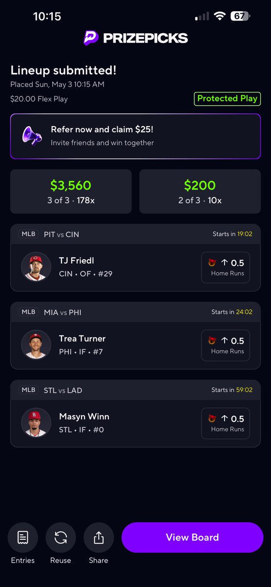 178x MLB HR 3 Pick Flex Lineup Trash aPP Protected Play TAPP In & Win ...