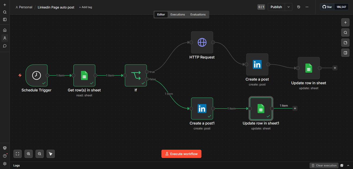 💼 LinkedIn Auto Post Automation (n8n + AI)

Auto-publish content on LinkedIn business pages 🤖
Stay consistent, save time, and grow your brand automatically.
📩 DM for setup

#LinkedInAutomation #AIAutomation #n8n #ContentAutomation