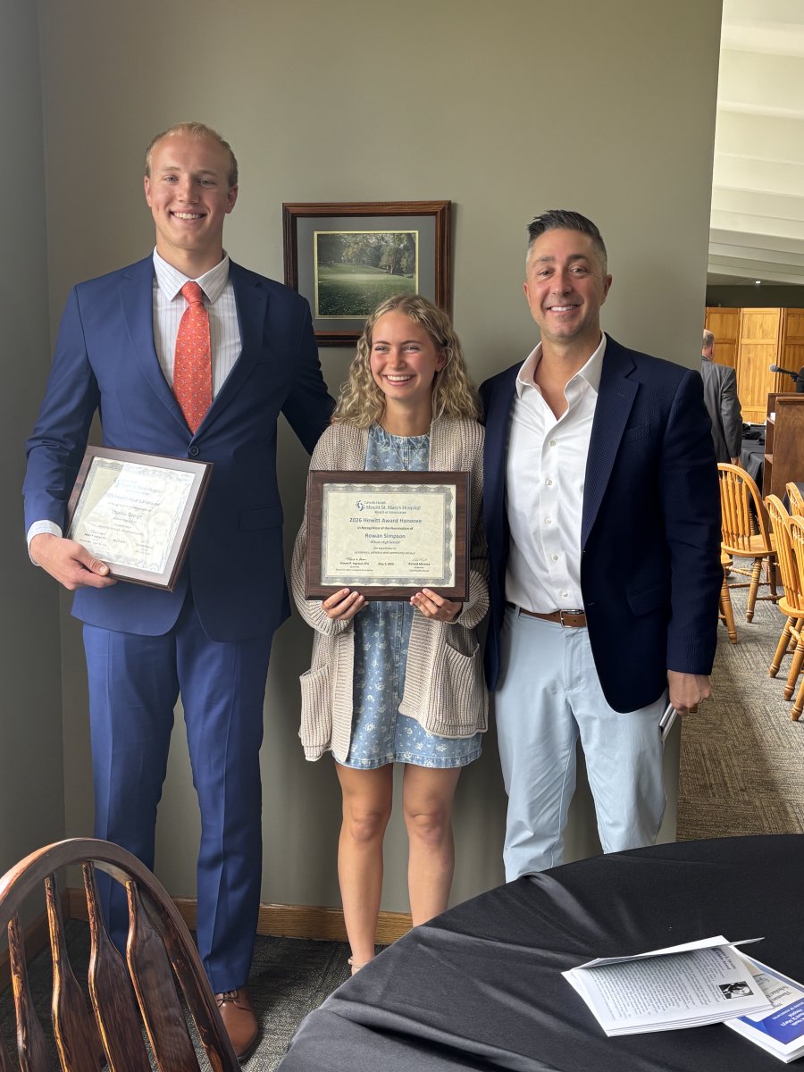WilsonLakemen's tweet photo. Congratulations to seniors Rowan Simpson and Shamus George for being recognized today at the 59th Thomas Hewitt luncheon for the area’s top student-athletes https://t.co/FlYCu3wT5y